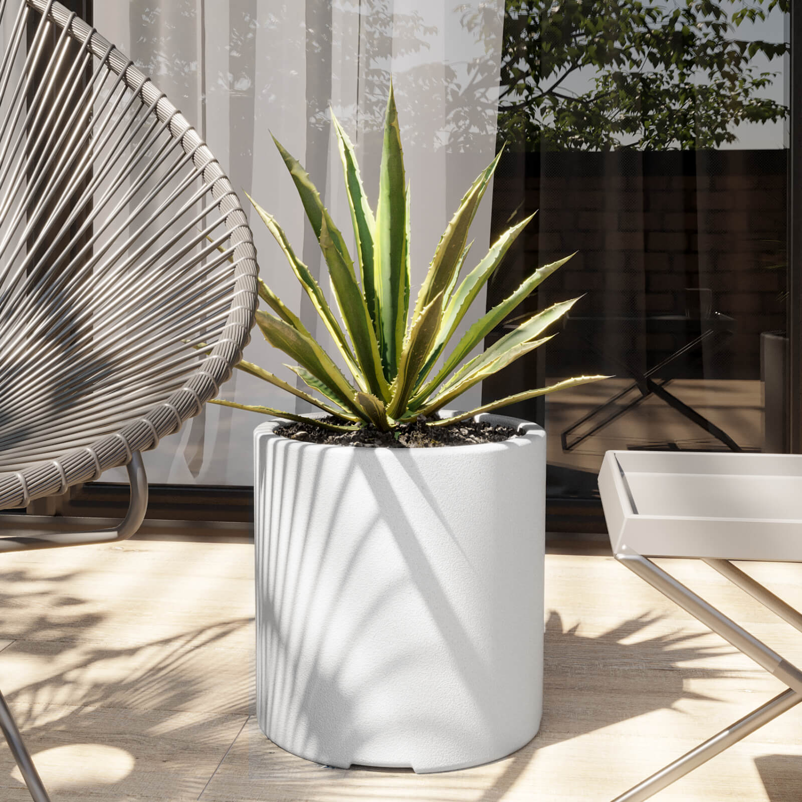 Maceta de plástico Amalfi CILINDRO 30 BLANCO 1