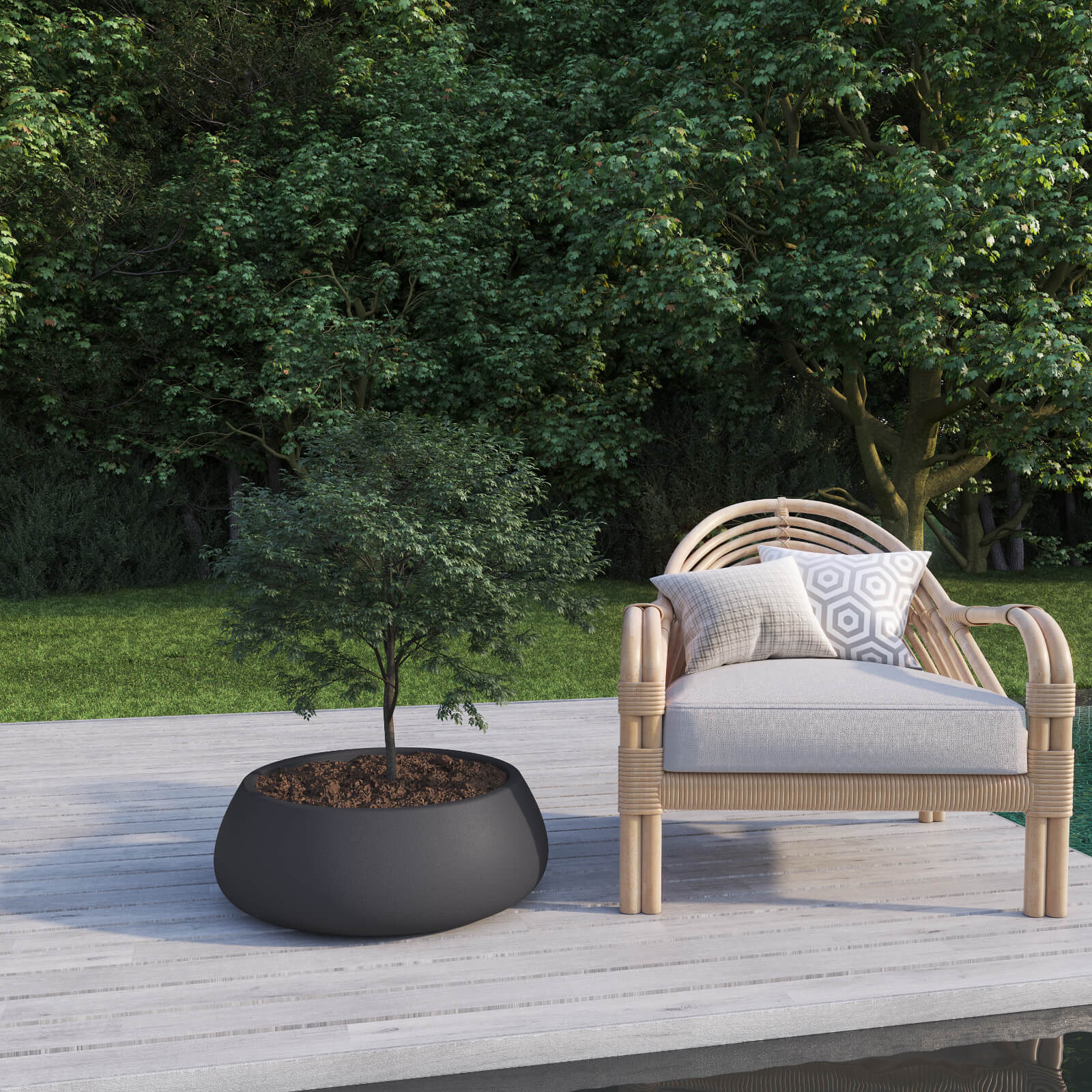 Maceta de plástico Amalfi Batea 70 Negro