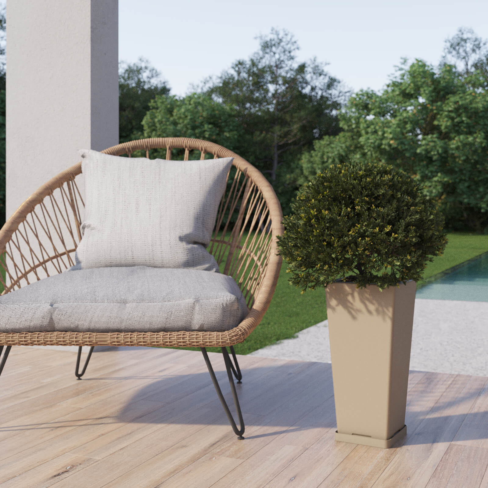 Maceta de plastico Piramidal 45 color beige