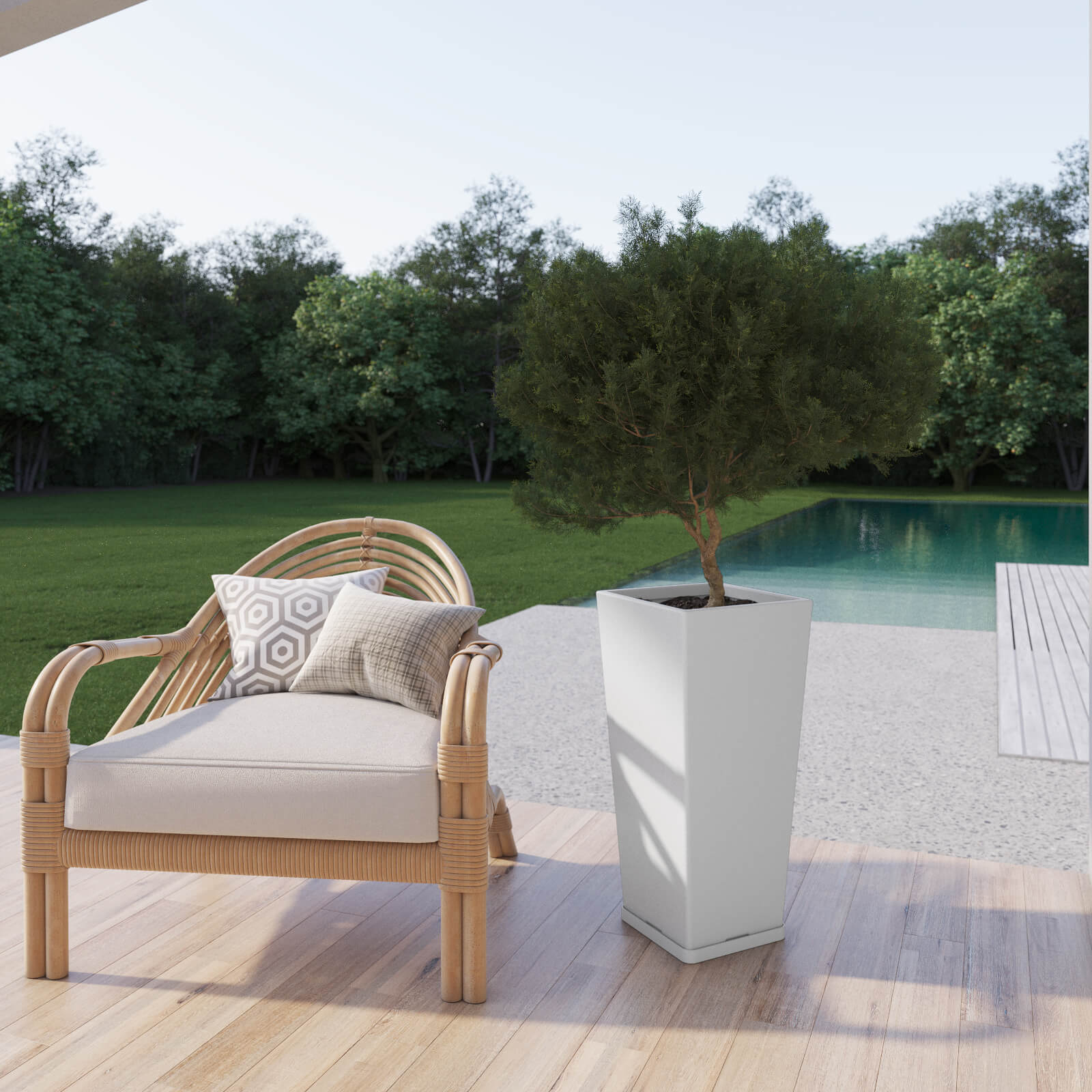 Maceta de plastico Piramidal 70 color blanco 1