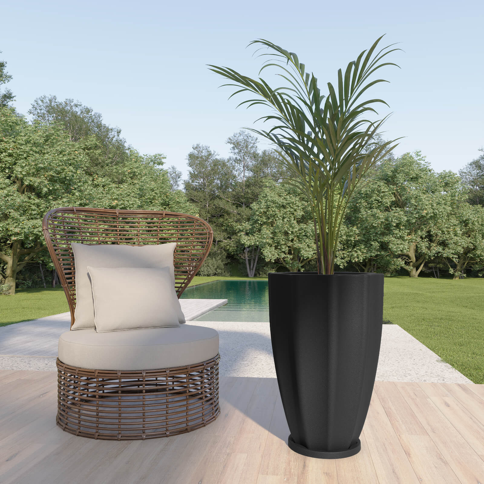 Maceta grande de plastico Loto 60 color negro 2