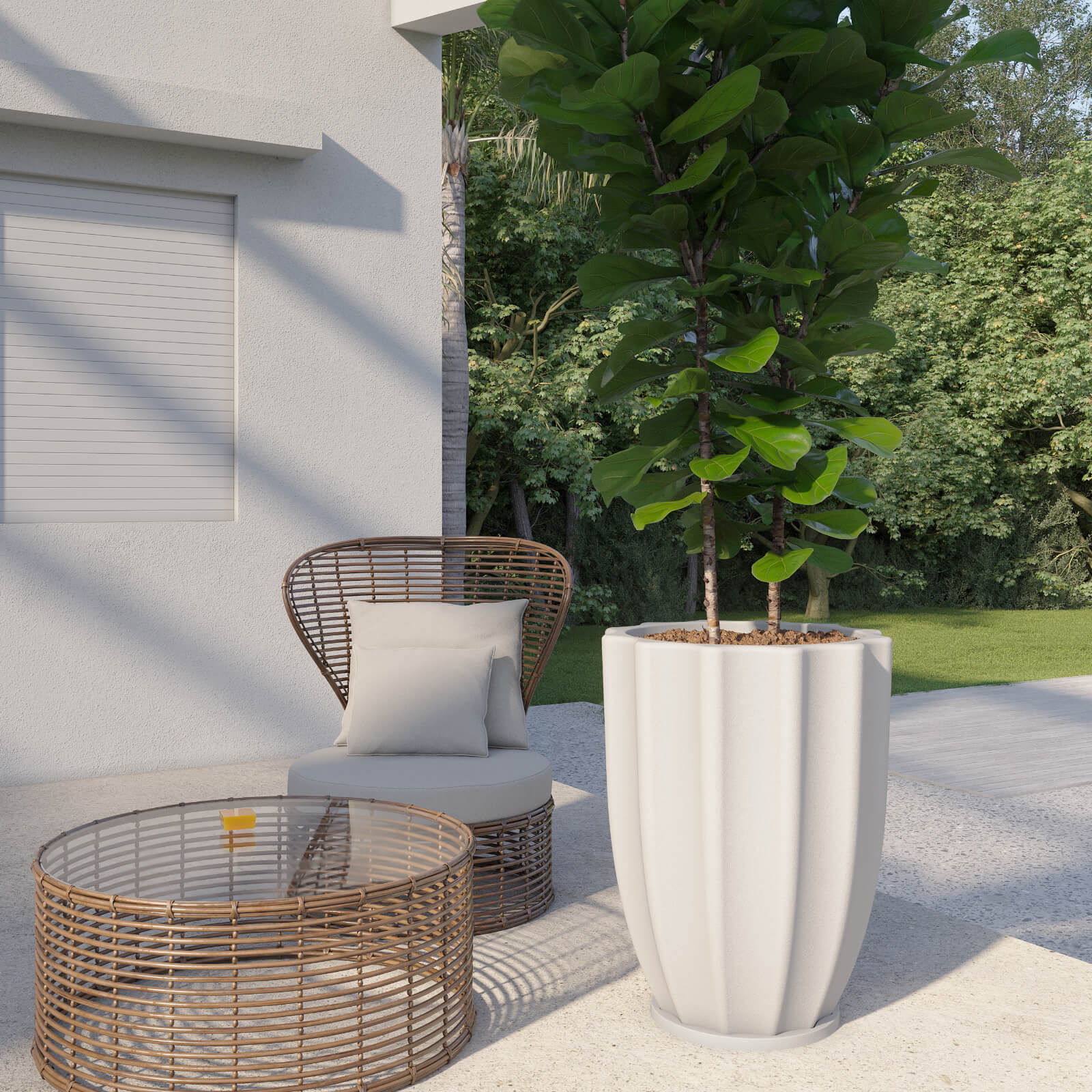 Maceta grande de plastico Loto 75 color blanco 1