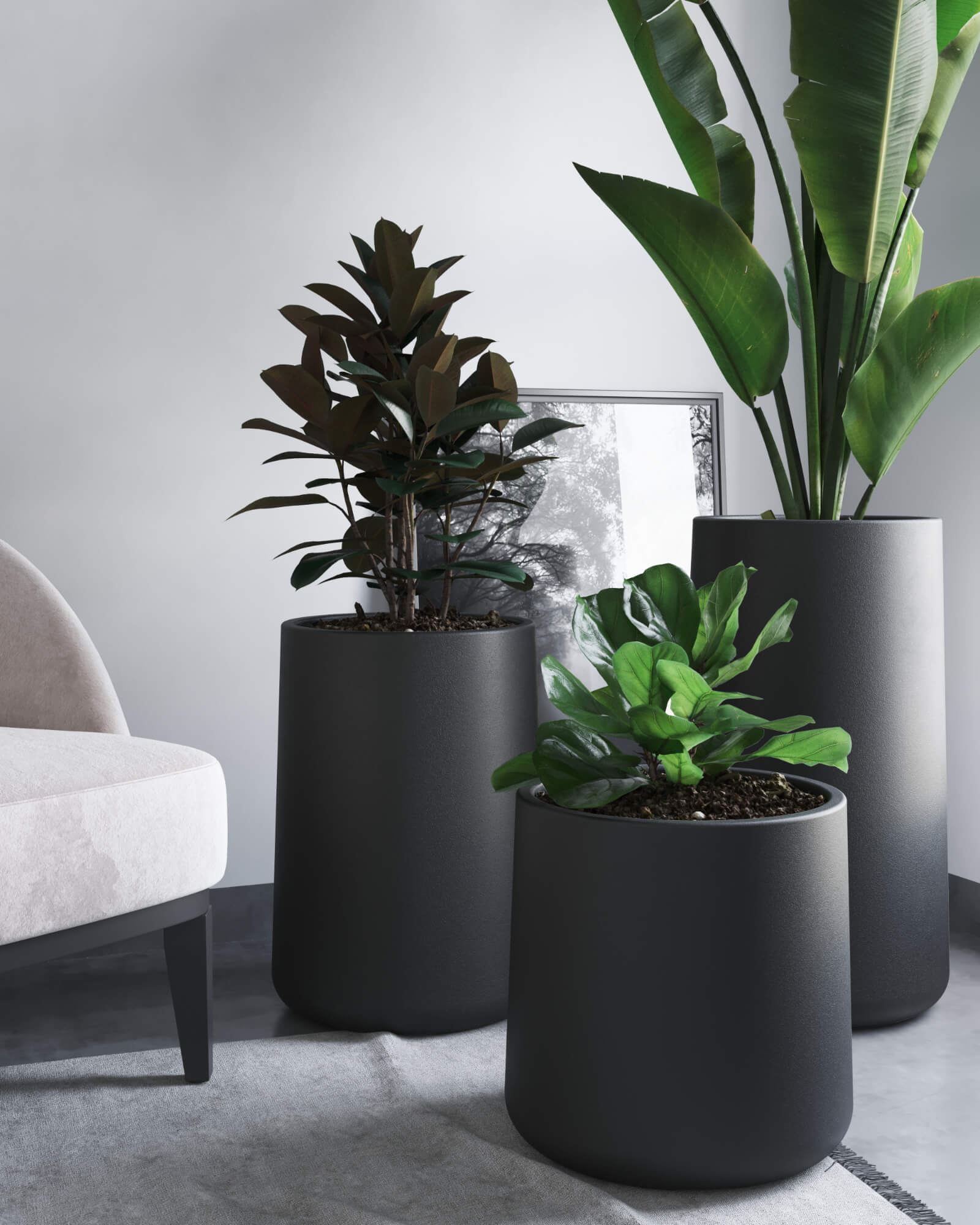 Set macetas de plastico Gota color negro 1