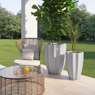 Set De Macetas Línea Loto 60 Y 75 Con Plato